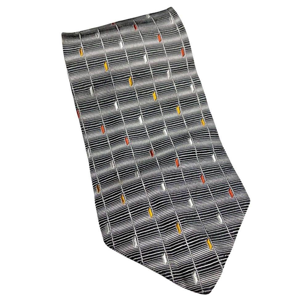 Zanetti Mens Designer Silk Necktie Multicolor Geometric Design Tie Made in Italy